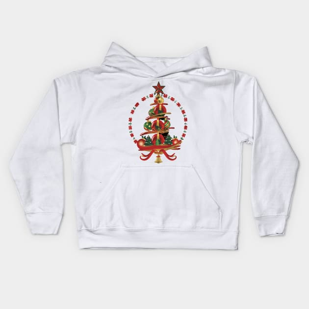 christmas tree holly and berries Kids Hoodie by Shop-now-4-U 